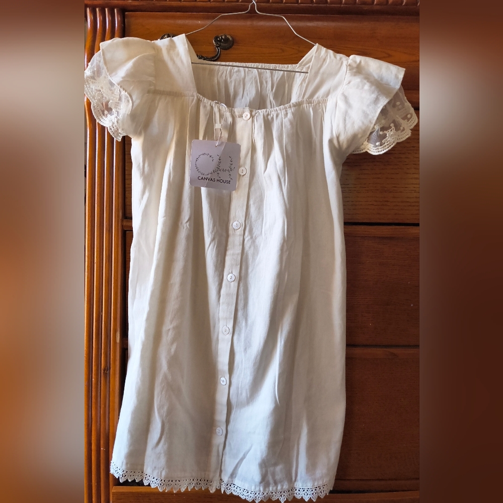 Canvas House Kids White Button Down Dress